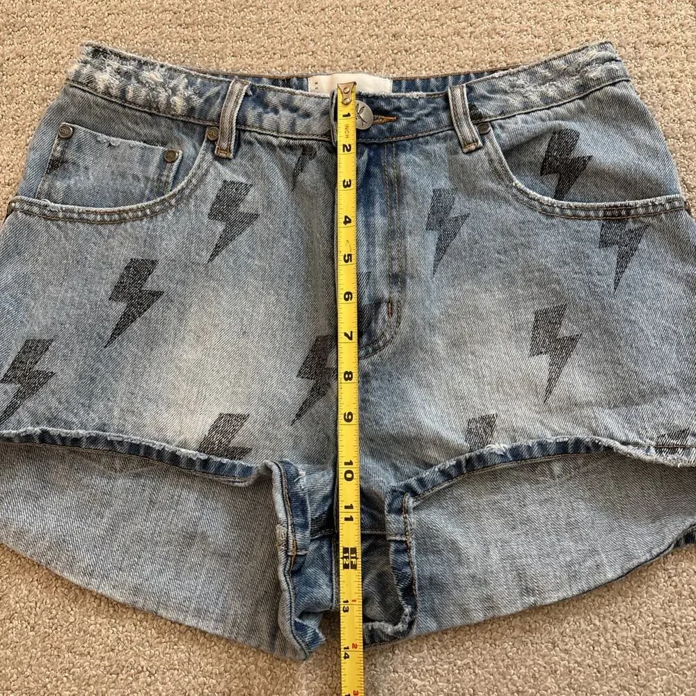 One Teaspoon High Waist Bonita Lightning Bolt High Rise Mom Denim Short Sz 29 - Picture 6 of 9